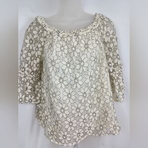 Maurices Cute White Daisy Lace Cottagecore Office Summer Top(#1,282)